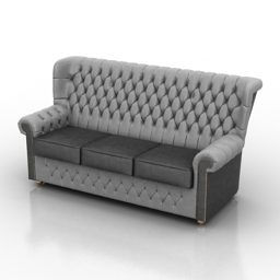 Skórzana sofa Harrison z wysokim oparciem Model 3D