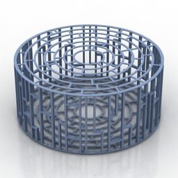 Rek Ferro Hout Glas Materiaal 3D-model