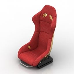 Red Armchair Salon High Back 3d model