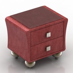 Red Wood Wheels Nightstand 3d model