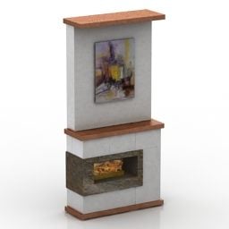 Modern Wall Fireplace 3d model