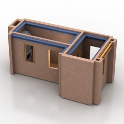 Partie de maison de construction avec cheminée modèle 3D