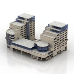 3д модель здания гостиничного комплекса