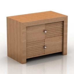 Table de chevet en bois marron avec tiroir modèle 3D