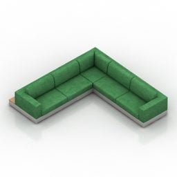 Canapé d'angle en tissu vert modèle 3D