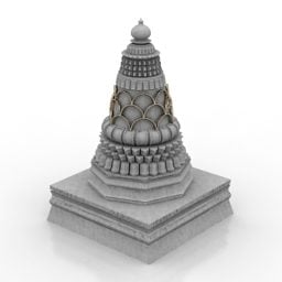 3D-Modell des alten indischen Tempelgebäudes