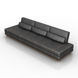 Modelo 3D de design modular de sofá de couro preto