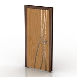 Door Wooden With Lines Decor 3d model