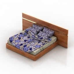 Modelo 3d de cama de madeira Grace do hotel