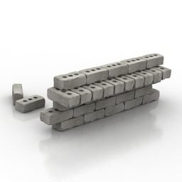 Modello 3d del blocco di mattoni da parete