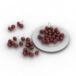 Fruit Cherries On Dish 3d model
