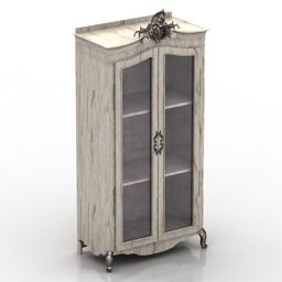 Klasický 3D model dřevěné skříňky se skleněnými dveřmi