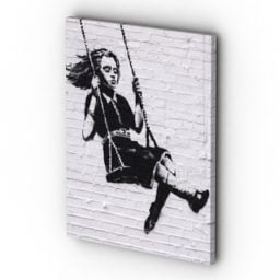 Gambar Tembok Banksy Swing Girl Model 3d