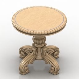 Round Classic Wood Table 3d model