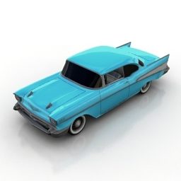 Mô hình 3d xe Chevrolet Bel Air màu xanh