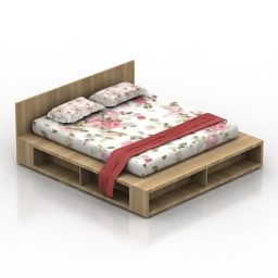 더블 침대 피지 장식 3d 모델