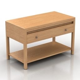 Bedside Table Wooden Drawers 3d model