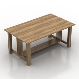 长方形餐桌木质材料3d模型