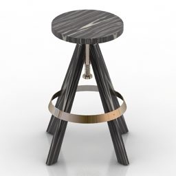 Barstuhl aus dunklem Holz, 3D-Modell