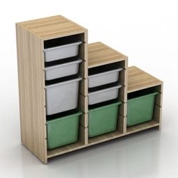 Ikea Rack With Plastic Box 3d model