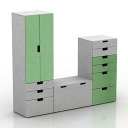 Mô hình tủ đựng đồ Ikea Stuva 3d