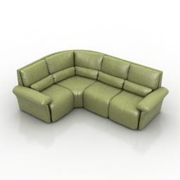 Sofá de canto em couro verde modelo 3d