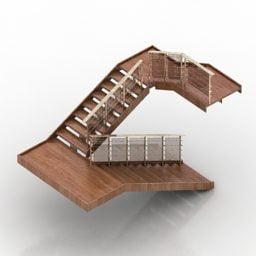 Casa con escalera de madera modelo 3d