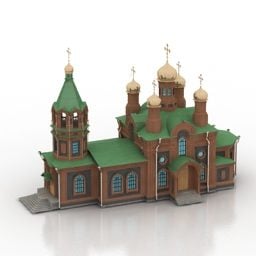 Model 3D starożytnego kościoła rosyjskiego
