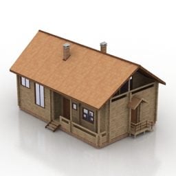 Model 3d Rumah Kotej Kayu