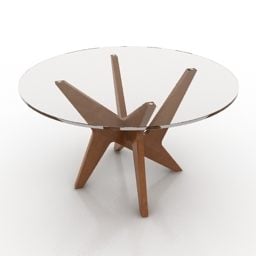 Round Glass Table Retro Design 3d model