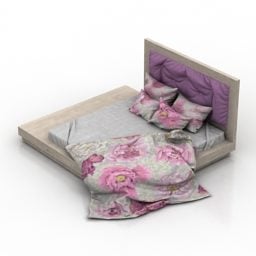 3д модель двуспальной кровати с одеялом