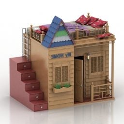 Kid Bed Home Shape 3D-malli
