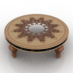 میز گرد آسیایی آنتیک چوبی مدل سه بعدی