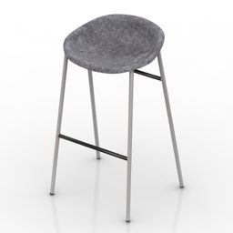 Szare krzesło barowe De Vorm Model 3D