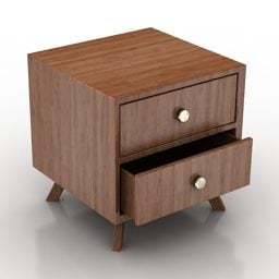 लकड़ी की बेडसाइड टेबल V2 3डी मॉडल