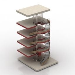 Cầu thang xoắn ốc bằng vật liệu thép đen mô hình 3d
