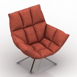 Red Fabric Armchair Modern 3d model