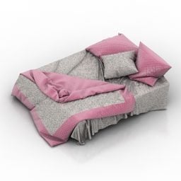 灰粉色床上用品3d模型