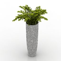 Indendørs vase grønne blade 3d-model