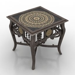 Classic Square Table Dark Wood 3d model