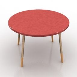 Round Red Table 3d model