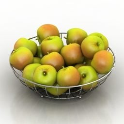 Jarrón de frutas con manzanas modelo 3d