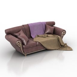 Classic Leather Sofa With Cloth 3d model