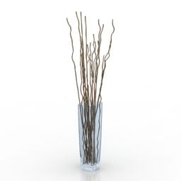 Vase Dekor Tørkede Grener 3d-modell