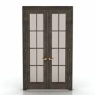 Szklane drzwi z drewnianą ramą