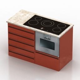 Moderne dobbelt køkkenovn med etiket 3d-model