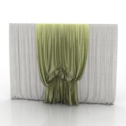 Green White Curtain Two Layers 3d model