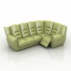 Corner Sofa Green Leather V1