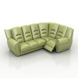 Corner Sofa Green Leather V1 3d model