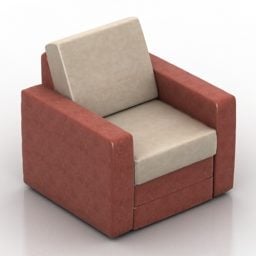 Single Armchair Orange Fabric 3d model